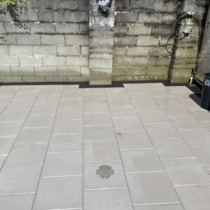 Silver Grey Slabbed Patio with Damson Border and Heritage Walling&hellip;