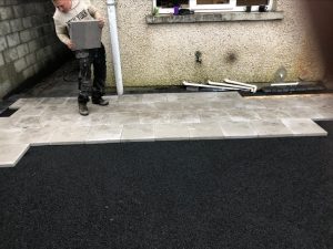 Barleystone Patio with Artificial Grass in Limerick