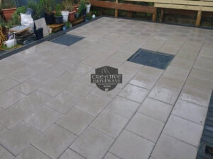 Barleystone Patio with Birch Border in Limerick City