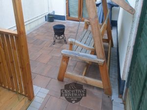 Barleystone Patio with Birch Border in Maynooth, Co. Kildare