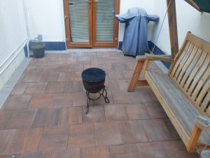 Barleystone Patio with Birch Border in Maynooth, Co. Kildare