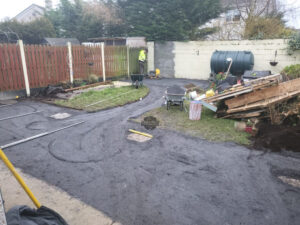 Barleystone Paved Patio with Concrete Base for Shed in Naas, Co. Kildare