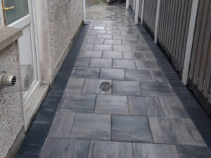 Barleystone Paved Patio with Concrete Base for Shed in Naas, Co. Kildare