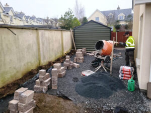 Barleystone Slabbed Patio with Connemara Walling in Kilcullen, Co. Kildare