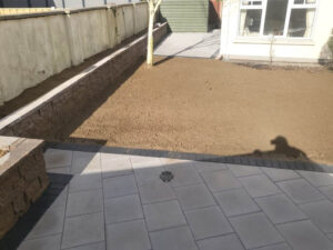 Barleystone Slabbed Patio with Connemara Walling in Kilcullen, Co. Kildare