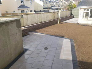 Barleystone Slabbed Patio with Connemara Walling in Kilcullen, Co. Kildare