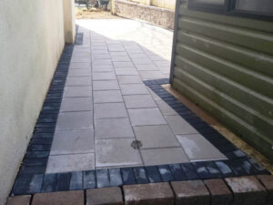 Barleystone Slabbed Patio with Connemara Walling in Kilcullen, Co. Kildare