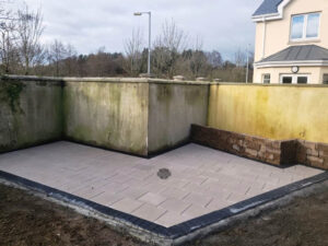 Barleystone Slabbed Patio with Connemara Walling in Kilcullen, Co. Kildare