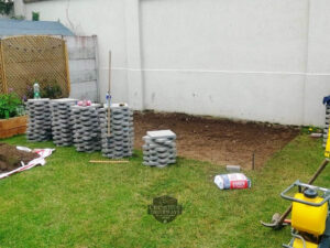 Birch Barleystone Patio with Damson Border in Naas, Co. Kildare