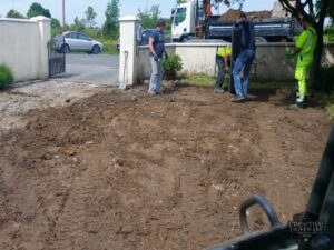 Gravel Driveway with Railway Sleeper Flower Beds in Limerick City