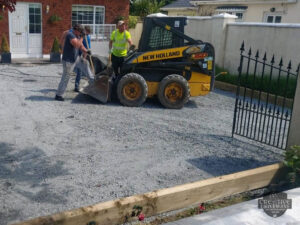 Gravel Driveway with Railway Sleeper Flower Beds in Limerick City