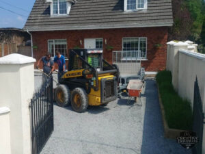 Gravel Driveway with Railway Sleeper Flower Beds in Limerick City