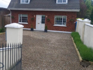 Gravel Driveway with Railway Sleeper Flower Beds in Limerick City