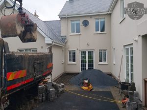 Limestone Patio with Connemara Wall in Limerick City