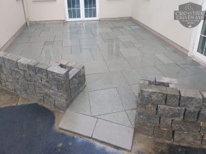 Limestone Patio with Connemara Wall in Limerick City