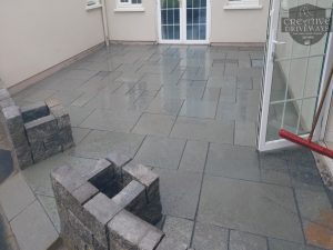 Limestone Patio with Connemara Wall in Limerick City