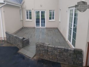 Limestone Patio with Connemara Wall in Limerick City