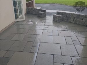 Limestone Patio with Connemara Wall in Limerick City