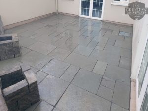 Limestone Patio with Connemara Wall in Limerick City