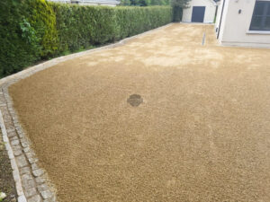 Tar and Chip Driveway with Golden Granite Setts in Monasterevin, Co. Kildare